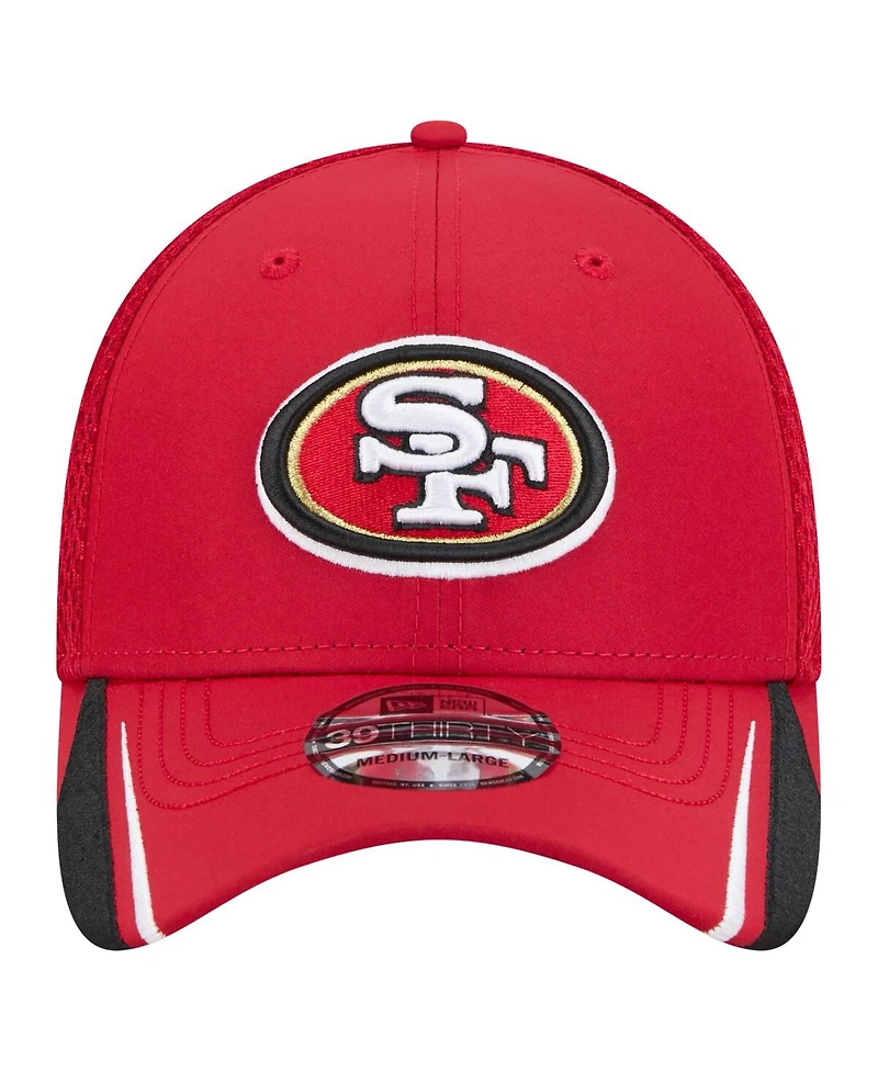New Era Men's Scarlet San Francisco 49ers Game Day Linear 39THIRTY Flex Hat