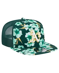 New Era Men's Green Athletics Adventure Pattern Golfer Trucker Snapback Hat