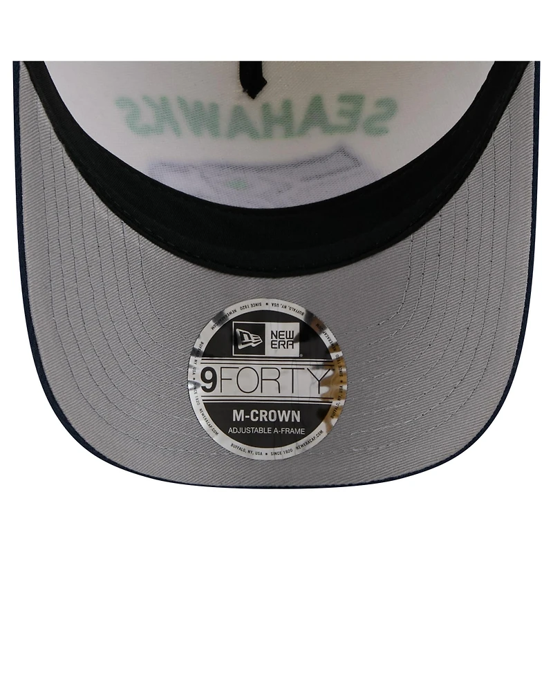 New Era Men's Cream/College Navy Seattle Seahawks 2025 Nfl Draft 9FORTY A-Frame M-Crown Adjustable Hat