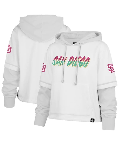'47 Brand Women's White San Diego Padres City Connect Shortstop Cropped Pullover Hoodie
