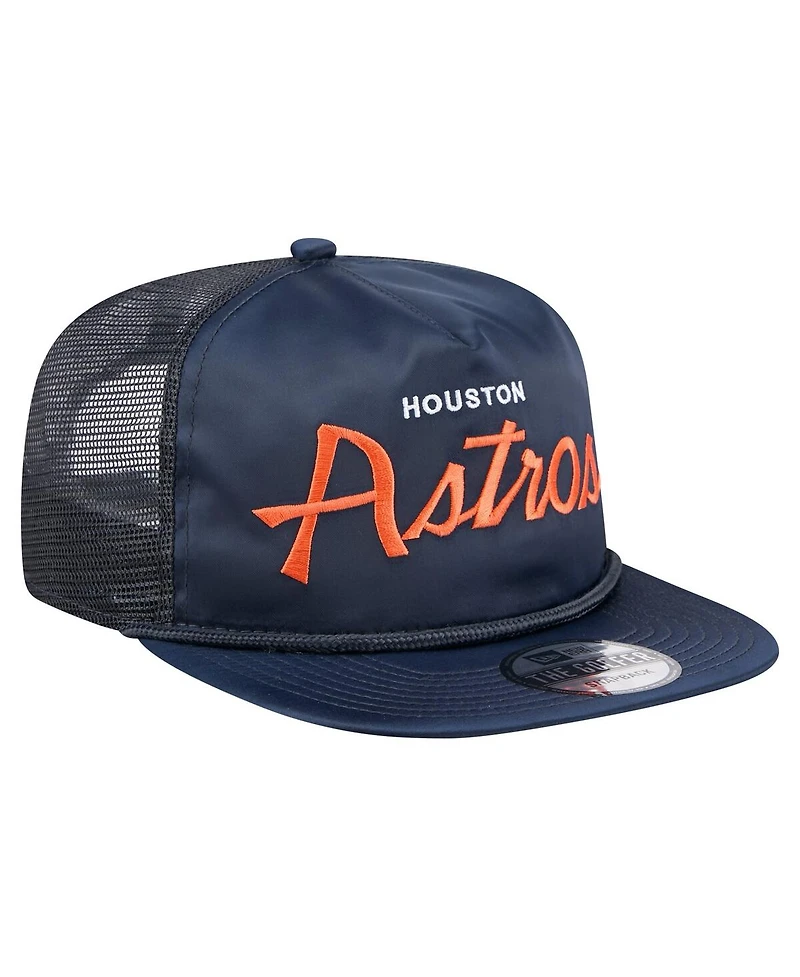 New Era Men's Navy Houston Astros Retro Satin Script Golfer Adjustable Hat