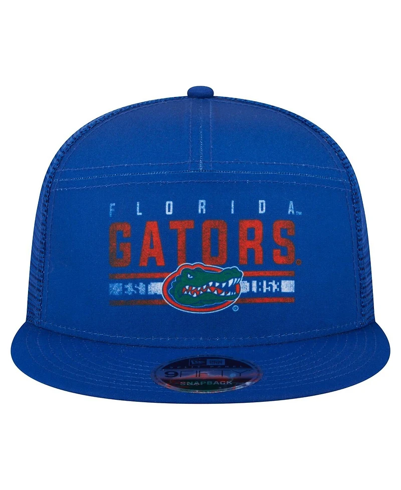 New Era Men's Royal Florida Gators Split Panel 9FIFTY Snapback Trucker Hat