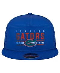 New Era Men's Royal Florida Gators Split Panel 9FIFTY Snapback Trucker Hat