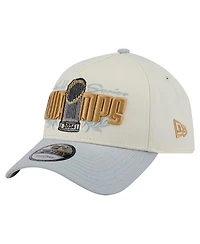 New Era Men's Cream Los Angeles Dodgers 2024 World Series Champions Parade Takedown A-Frame 9FORTY Adjustable Hat