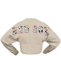 Fanatics Women's Cream Boston Red Sox Floral Preppy Cropped Long Sleeve T-Shirt