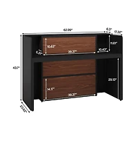 Tribesigns Reception Desk with Led Lights, 63 Inches Front Counter Desk for Checkout, Lobby, Salon, Retail, Modern Large Counter Table for Store Shop