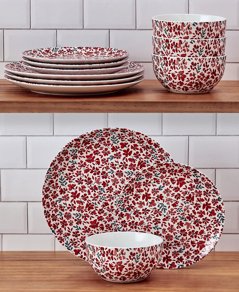 Pfaltzgraff Radiant Blossom 12-Pc. Dinnerware Set, Service for 4