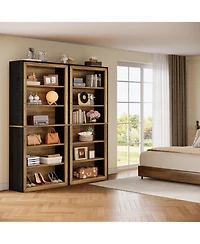 Tribesigns 74.4'' Tall Bookcase, 7 Tiers Wood Open Display Floor Bookshelf, Vintage Open Display Storage Shelves Tv Stand for Home Office, Living Room