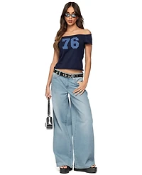 Edikted Women's Ripley Distressed Low Rise Jeans