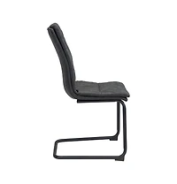 Set of 2 Tufted Upholstered Faux Leather Dining Side Chairs for Room