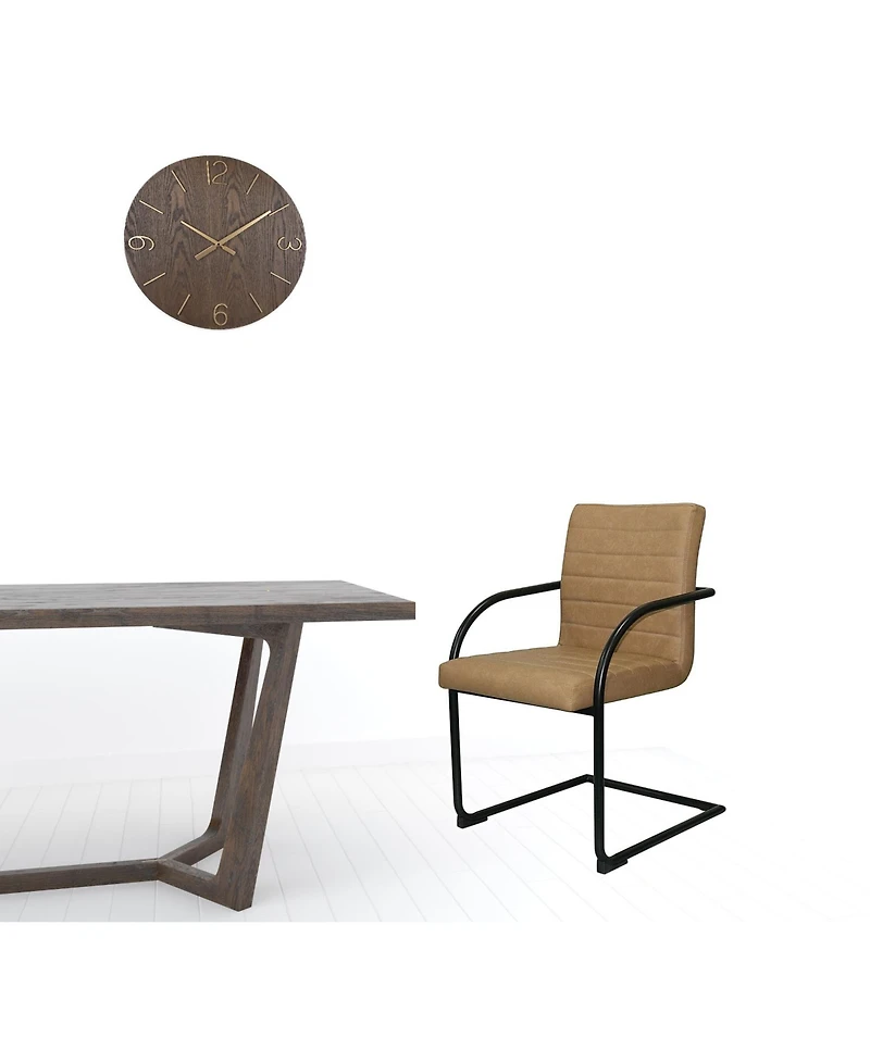 Set of 2 Faux Leather Industrial Dining Chairs for Home or Office Seating