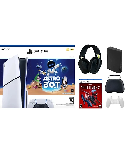 PS5 - Playstation 5 Disc Astrobot Bundle With Accessories, Logitech Headset, & Spider-Man 2 Game