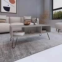 Selma Coffee Table with 4 Legs and 2 Shelves, Taupe