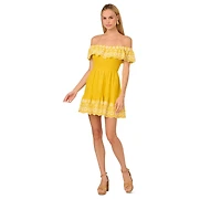 Adrianna by Papell Women's Cotton Ruffled Dress