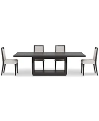 Tivie 5-Pc. Dining Set (Rectangular Table & 4 Wood Chairs)