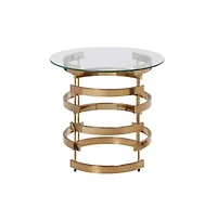 Contemporary Glass and Iron Round End Table for Side or Accent Use