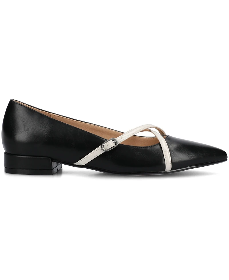 Journee Collection Women's Camby Crisscross Strap Pointed Toe Flats