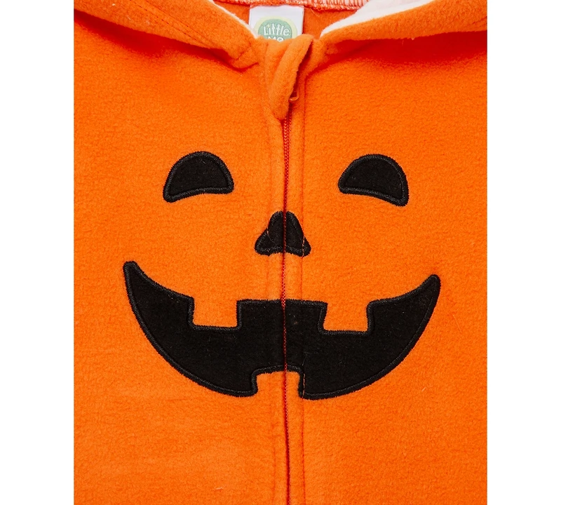 Little Me Baby Pumpkin Fleece Footed Coverall