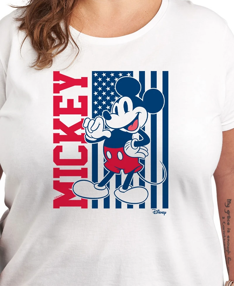 Hybrid Apparel Plus Disney Mickey American Flag Graphic T-Shirt