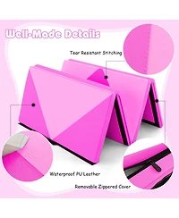 8 Feet Pu Leather Folding Gymnastics Mat with Hook and Loop Fasteners