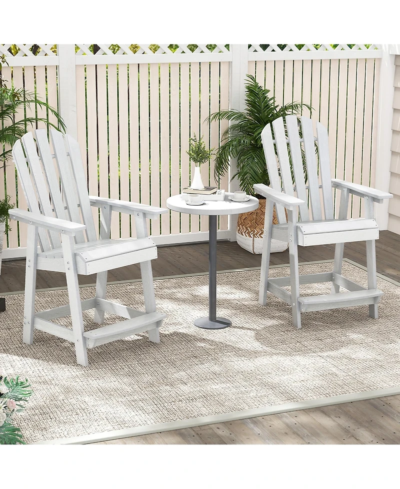 Gymax 2PCS Bar Stool Hdpe Chair w/ Armrest Footrest Home Indoor Outdoor Patio