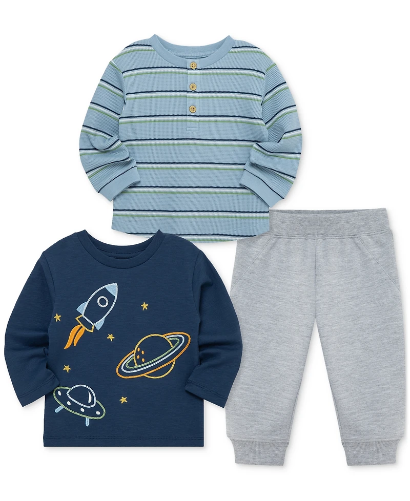 Little Me Baby Boys Space T-Shirts & Jogger Pants, 3 Piece Set