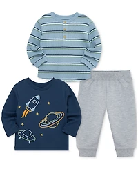 Little Me Baby Boys Space T-Shirts & Jogger Pants, 3 Piece Set