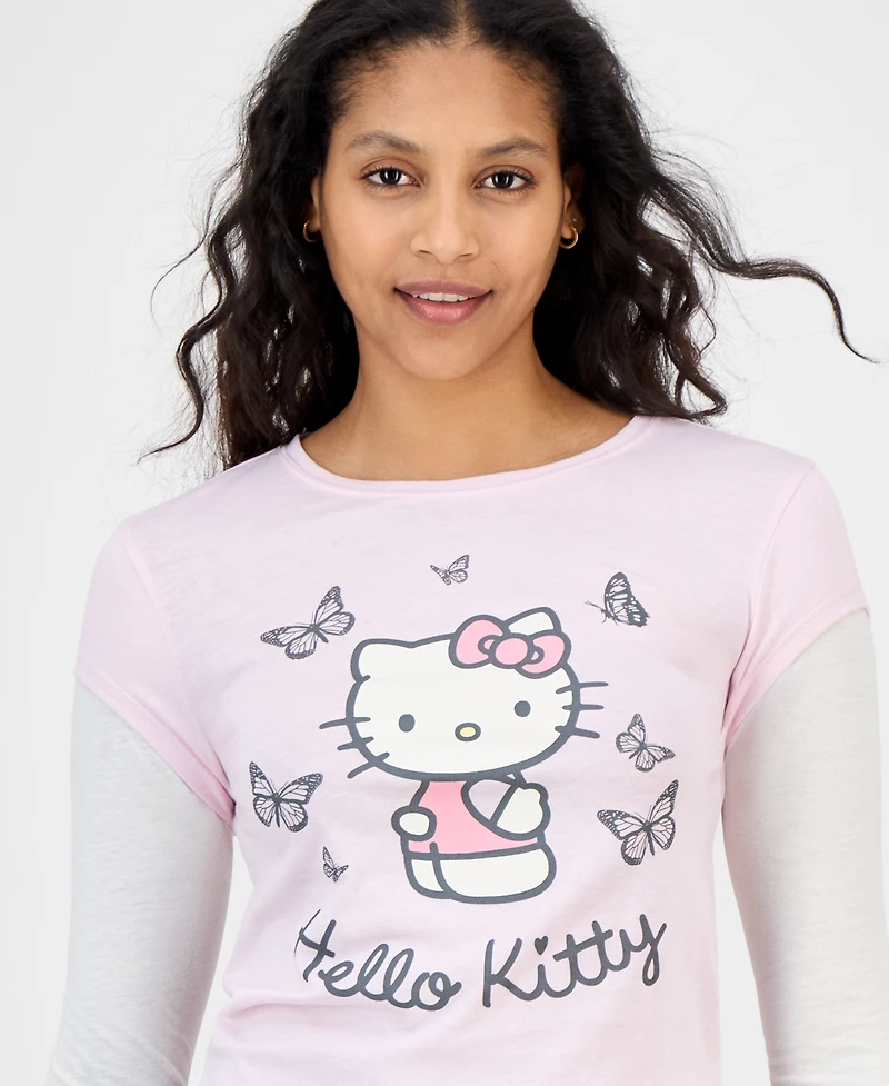 Grayson Threads, The Label Juniors' Hello Kitty Long Sleeve Layered Tee