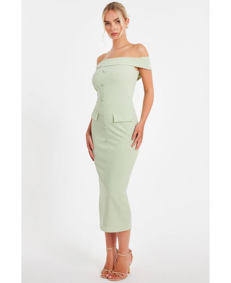Quiz Women's Scuba Crepe Button Front Maxi Dress