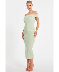 Quiz Women's Scuba Crepe Button Front Maxi Dress