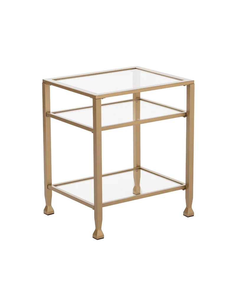 Stylish Rectangular End Table with Two Shelves for Home or Office Use