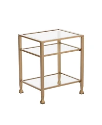 Stylish Rectangular End Table with Two Shelves for Home or Office Use