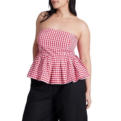 Eloquii Women's Gingham Peplum Top