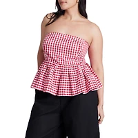 Eloquii Women's Gingham Peplum Top