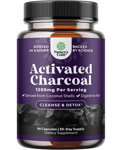 Activated Charcoal Capsules | Purifying Detox Pills for Bloating Relief and Body Cleanse, Supports Gut Health | 90ct