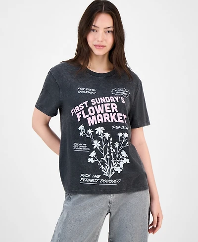 Love Tribe Juniors' Flower Market Graphic T-Shirt