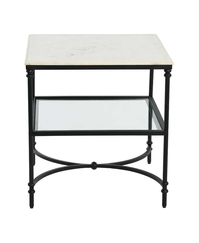 Creative Co-op 24" Marble and Metal Libertine Genuine Ogee Edge Square End Table