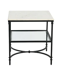 Creative Co-op 24" Marble and Metal Libertine Genuine Ogee Edge Square End Table
