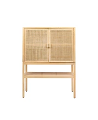 Creative Co-op 15.8" Woven Rattan and Wood Bohemian Cabinet