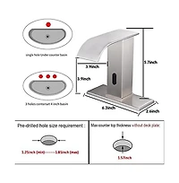Battery Powered Touchless Single Hole Bathroom Faucet Sensor Deck Mount With Drain Kit Brushed Nickel