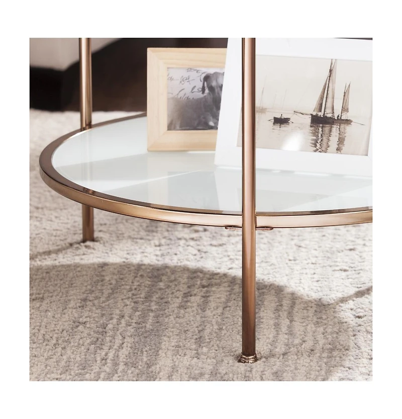 Round End Table with Shelf for Living Room or Bedroom Storage