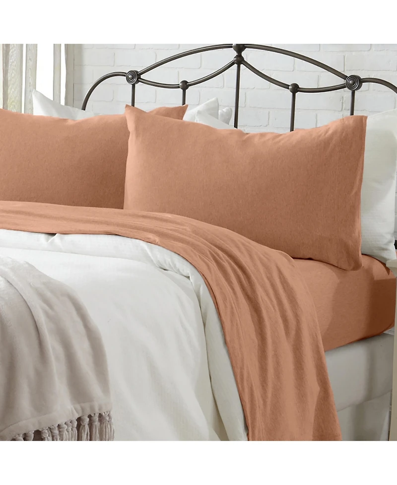 Linery & Co. Heathered Melange Cotton Jersey Knit Sheet Set