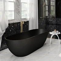Casainc 69" x 30" Solid Surface Stone Freestanding Soaking Bathtub