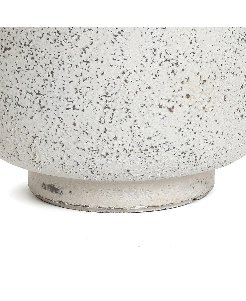 LuxenHome Rustic White with Gray 9.6-Inch Tall Round MgO Planter