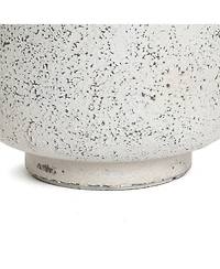 LuxenHome Rustic White with Gray 9.6-Inch Tall Round MgO Planter