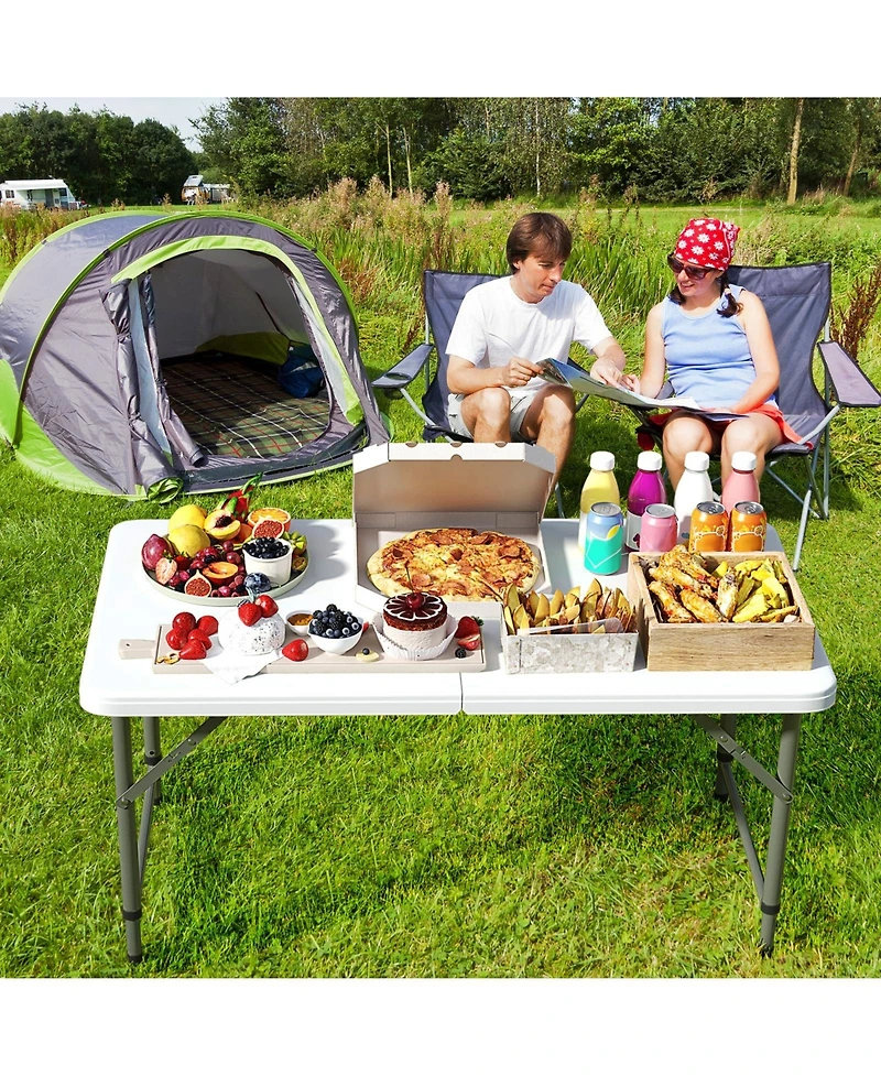 4 Feet Portable Camping Table with Hdpe Tabletop and Metal Legs