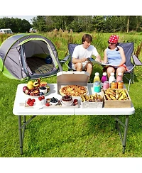 4 Feet Portable Camping Table with Hdpe Tabletop and Metal Legs