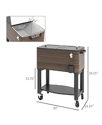 Outsunny Patio Cooler Cart with Bottle Opener 60 Qt. Rolling Ice Chest