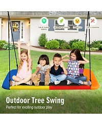 60 Inches Platform Tree Swing Outdoor with 2 Hanging Straps