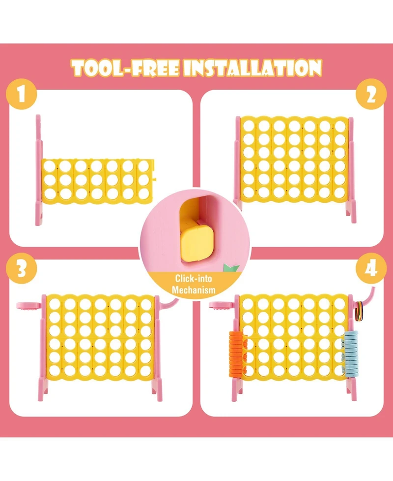 4-in-a-Row Connect Game with Basketball Hoop and Toss Ring